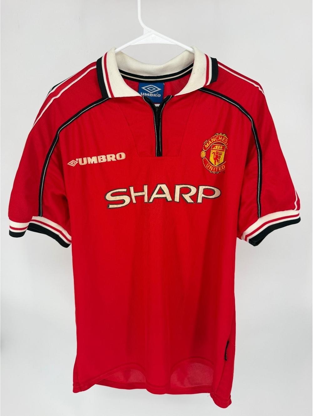 Vintage 1998-00 Manchester United Umbro Sharp Home Jersey Treble Made England